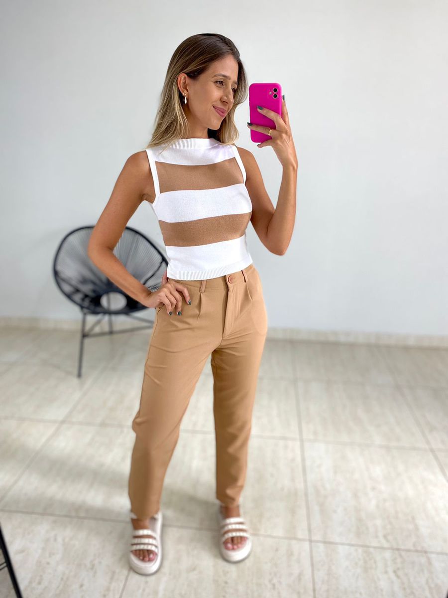 CALÇA ALFAIATARIA RETA NUDE