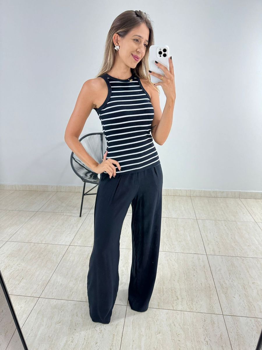 CALÇA PANTALONA VISCOLINHO PRETO