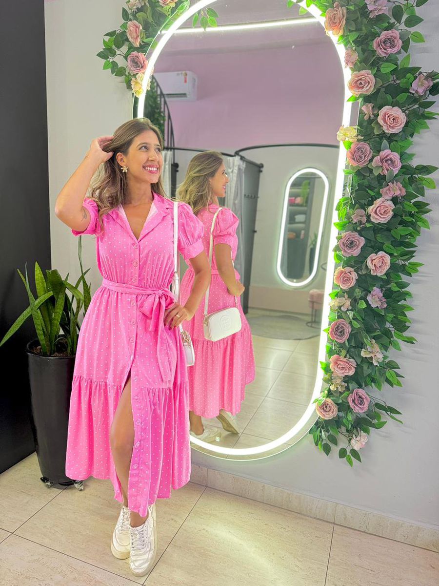 VESTIDO MIDI FELICIA POA ROSA