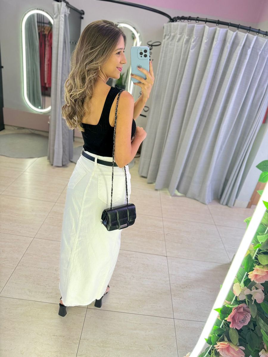 CROPPED ALÇA FURINHO PRETO