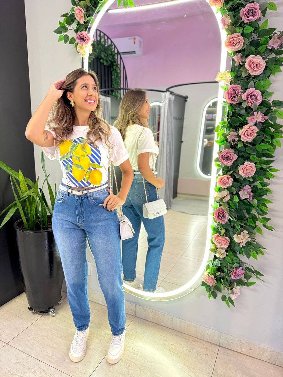 CALÇA MOM BARRA JEANS