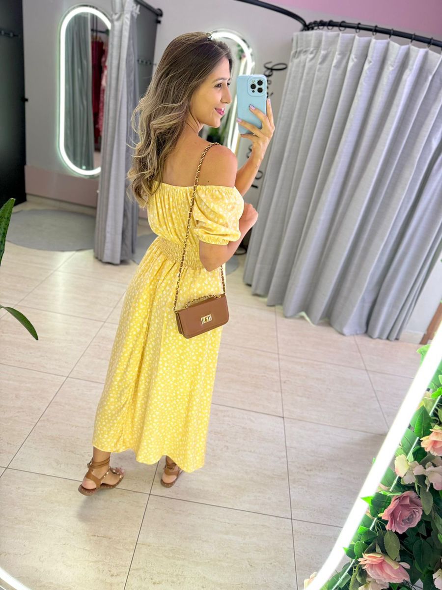 VESTIDO MIDI VIOLETA AMARELO