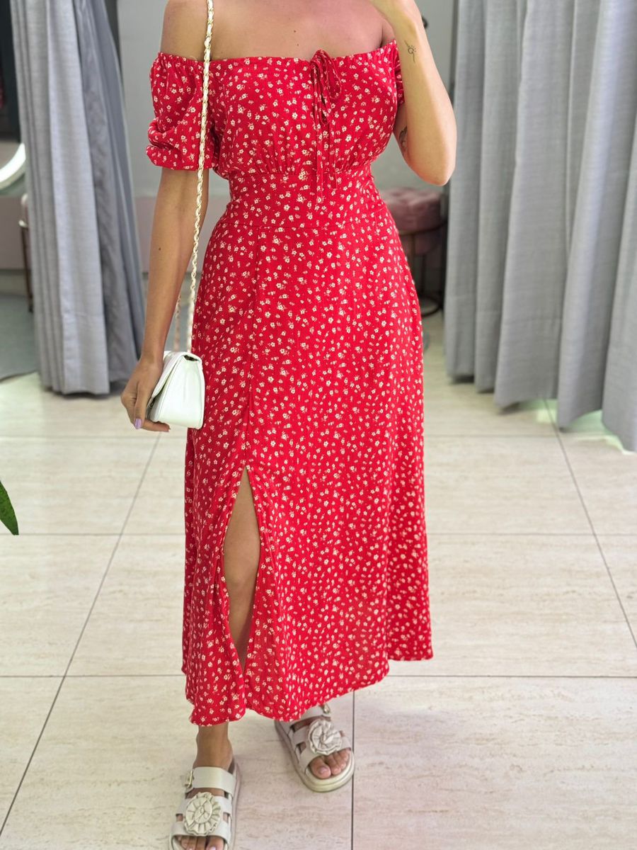 VESTIDO MIDI VIOLETA VERMELHO/ OFF