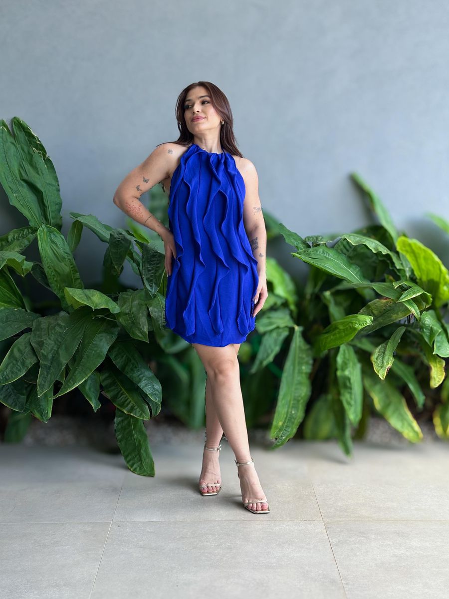Vestido Babados Aniele AZUL BIC