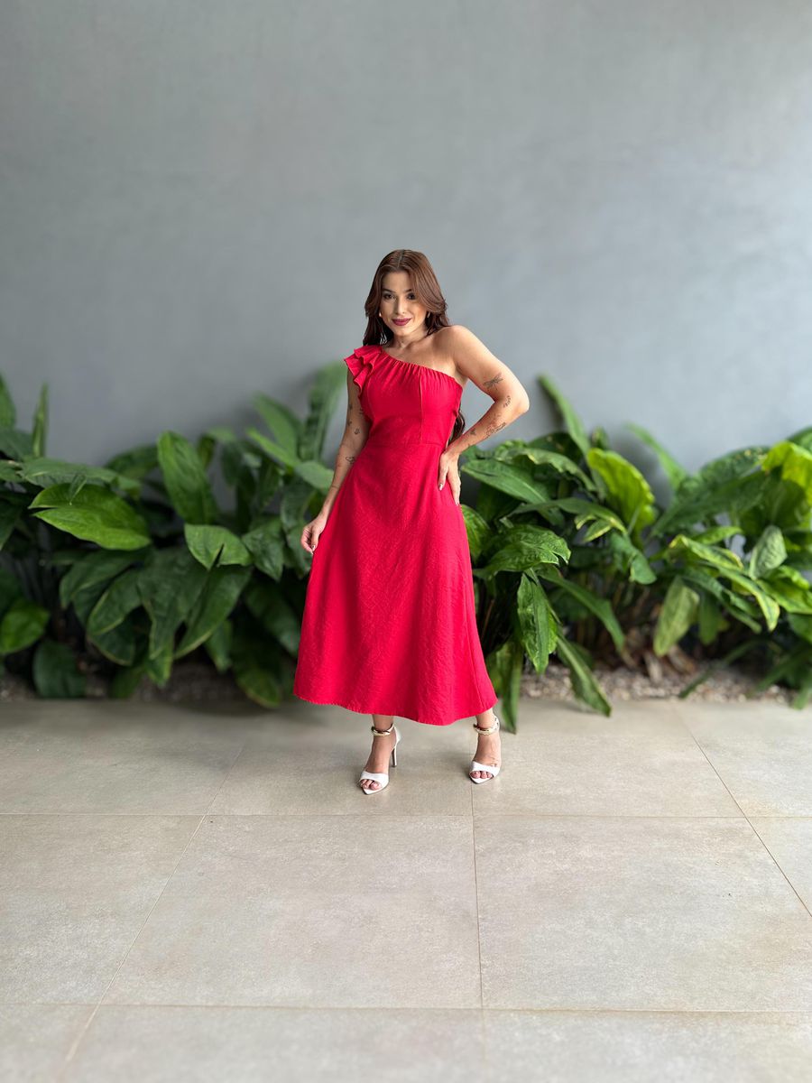 Vestido Midi Clara Nula Manga VERMELHO