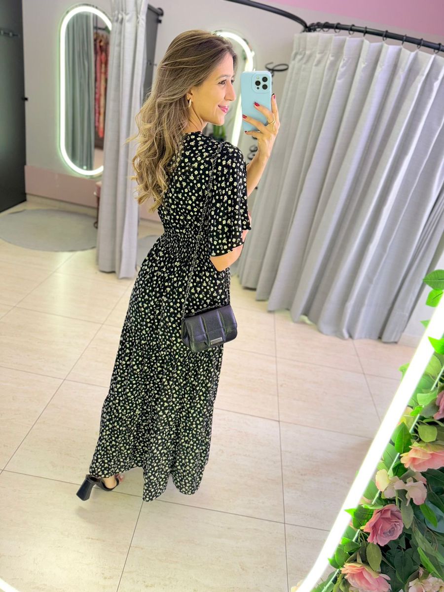 VESTIDO VALENTINA MANGA CURTA PRETO