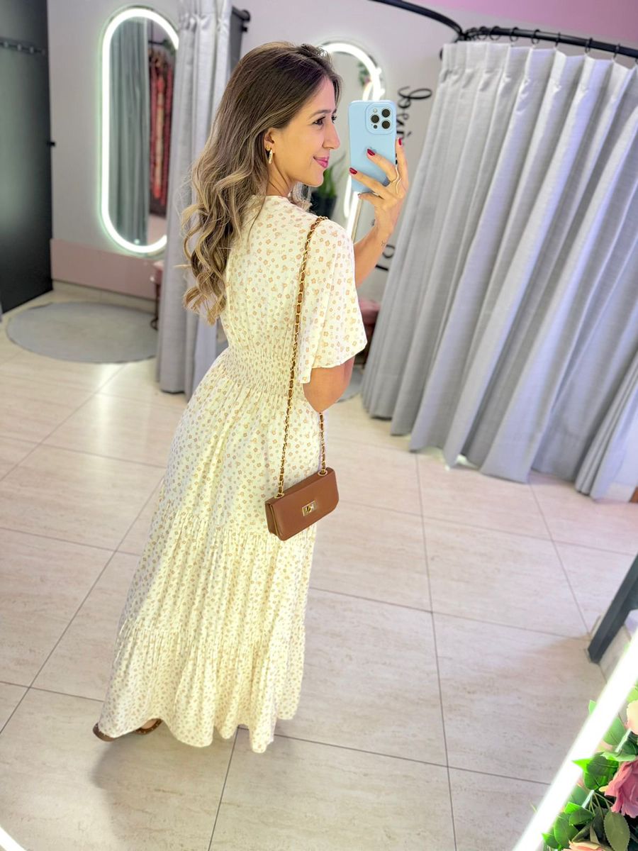 VESTIDO VALENTINA MANGA CURTA OFF/NUDE