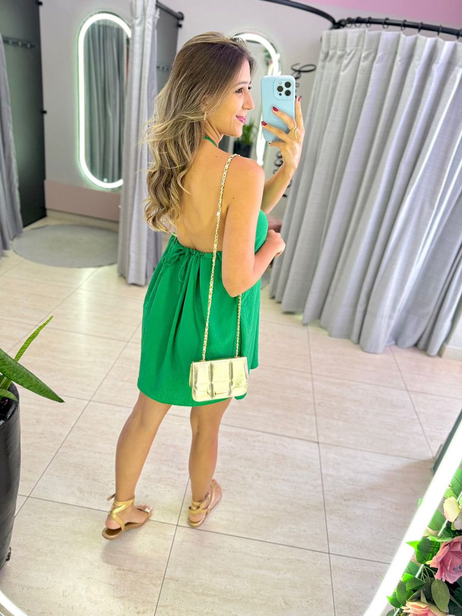 VESTIDO AMARRAÇÃO PESCOÇO VERDE