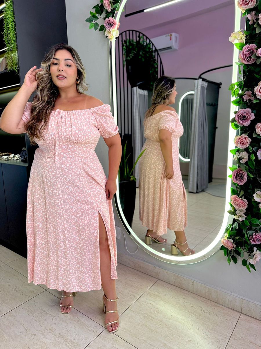 VESTIDO PLUS SIZE VIOLETA MIDI ROSE