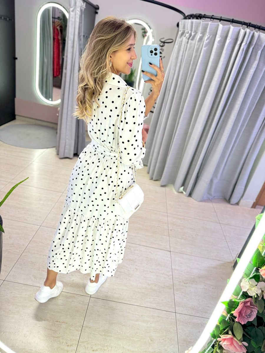 VESTIDO MIDI FLORA POA BRANCO
