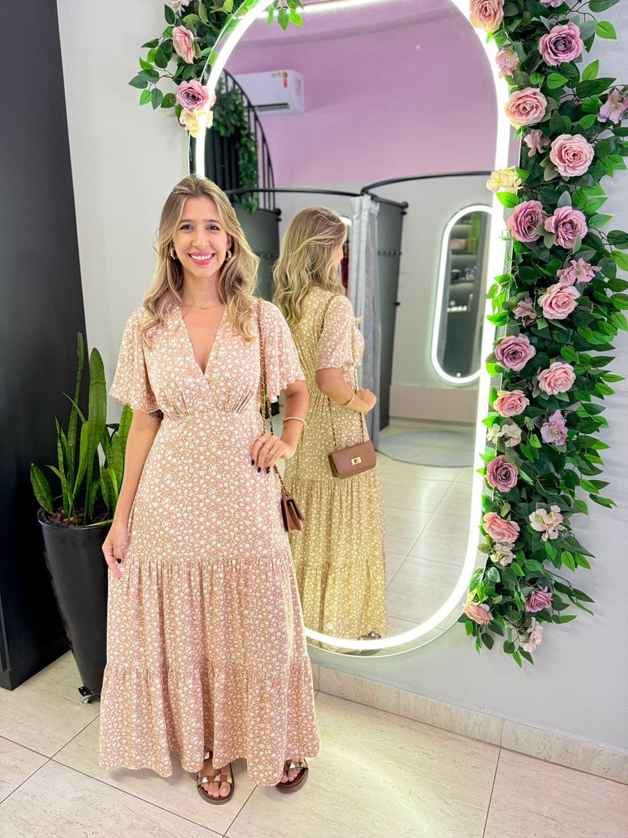 VESTIDO VALENTINA MANGA CURTA NUDE
