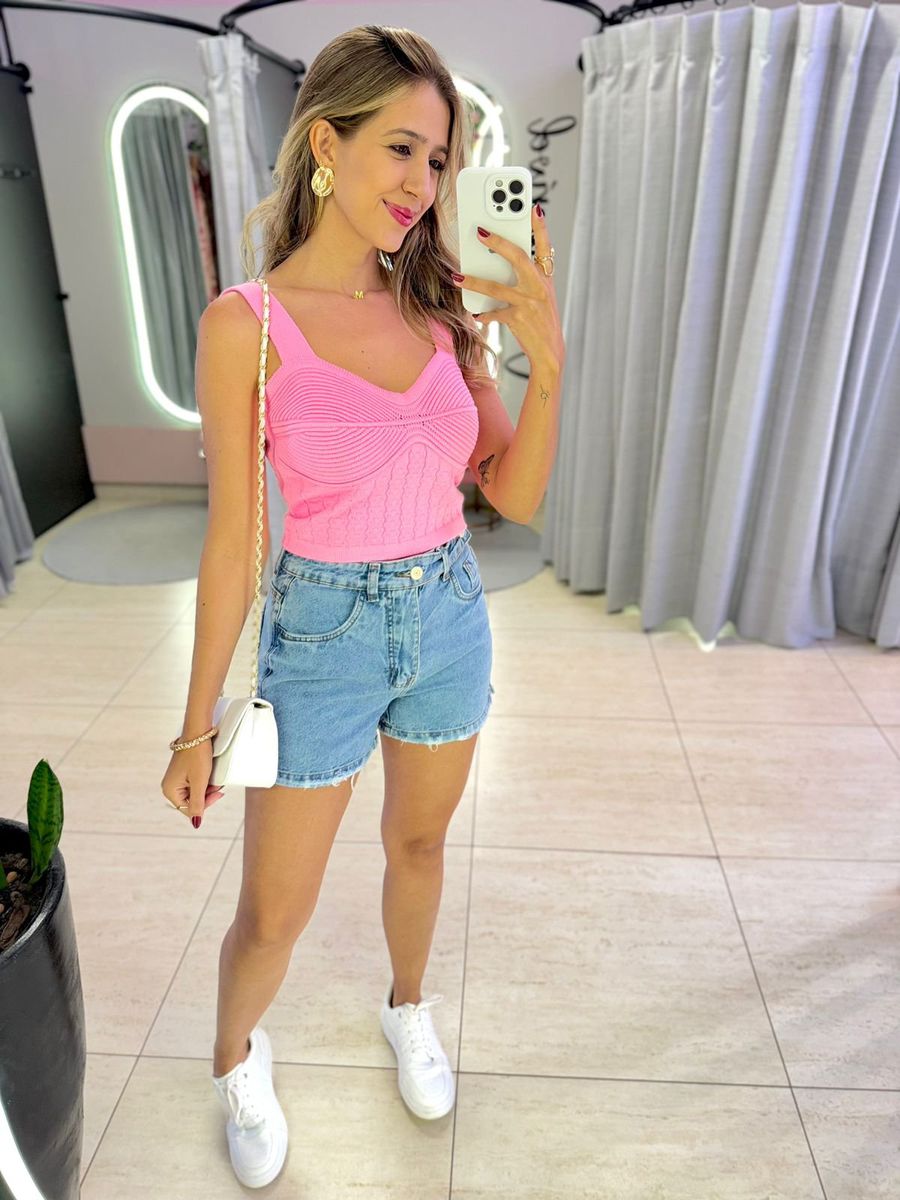 SHORT BOTÕES LATERAL JEANS