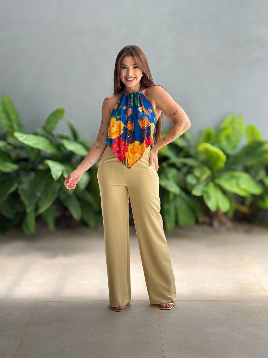Calça Pantalona Taila em Alfaiataria AMARELO