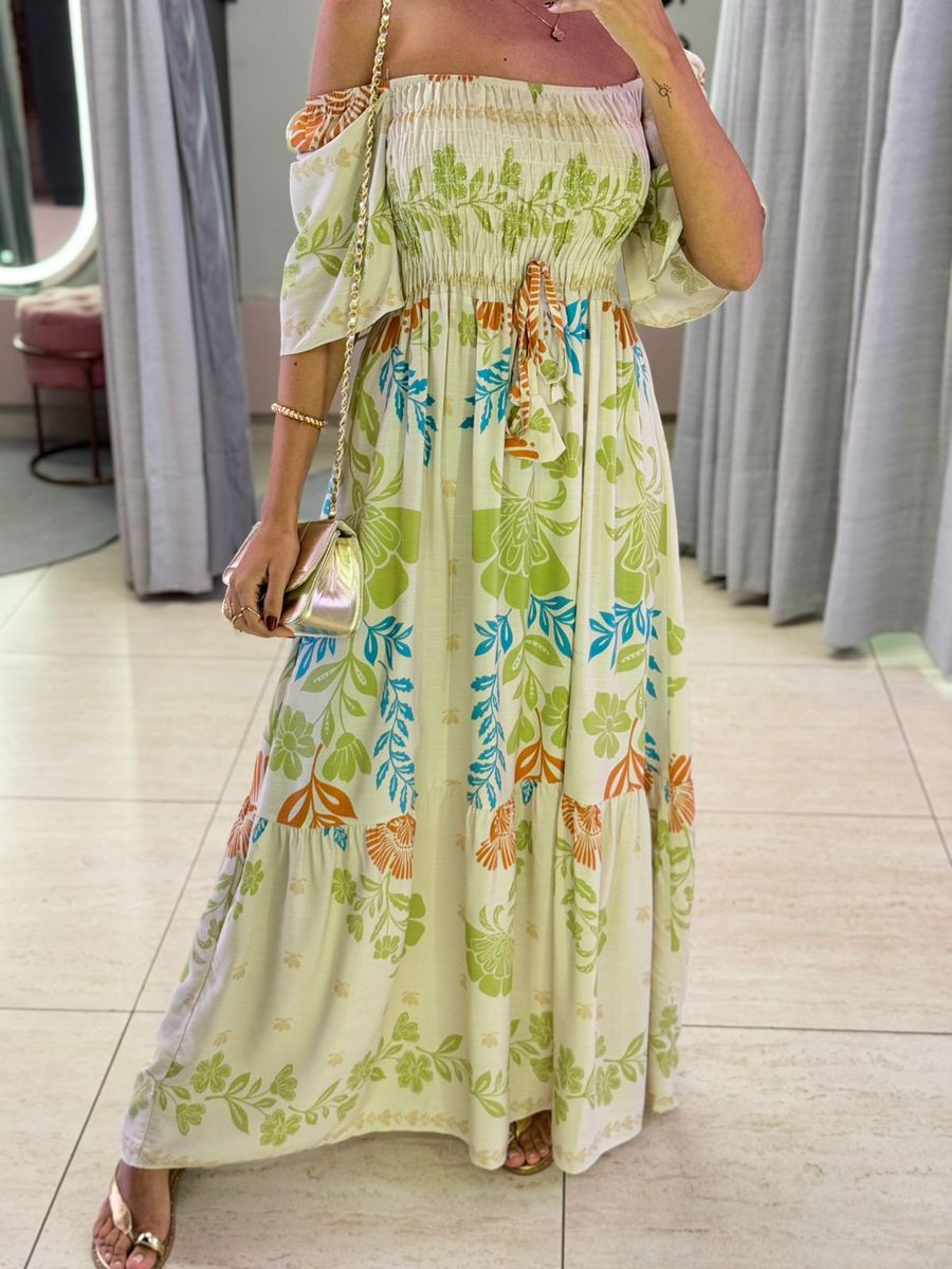 VESTIDO FERNANDA MANGA CURTA VERDE/AZUL