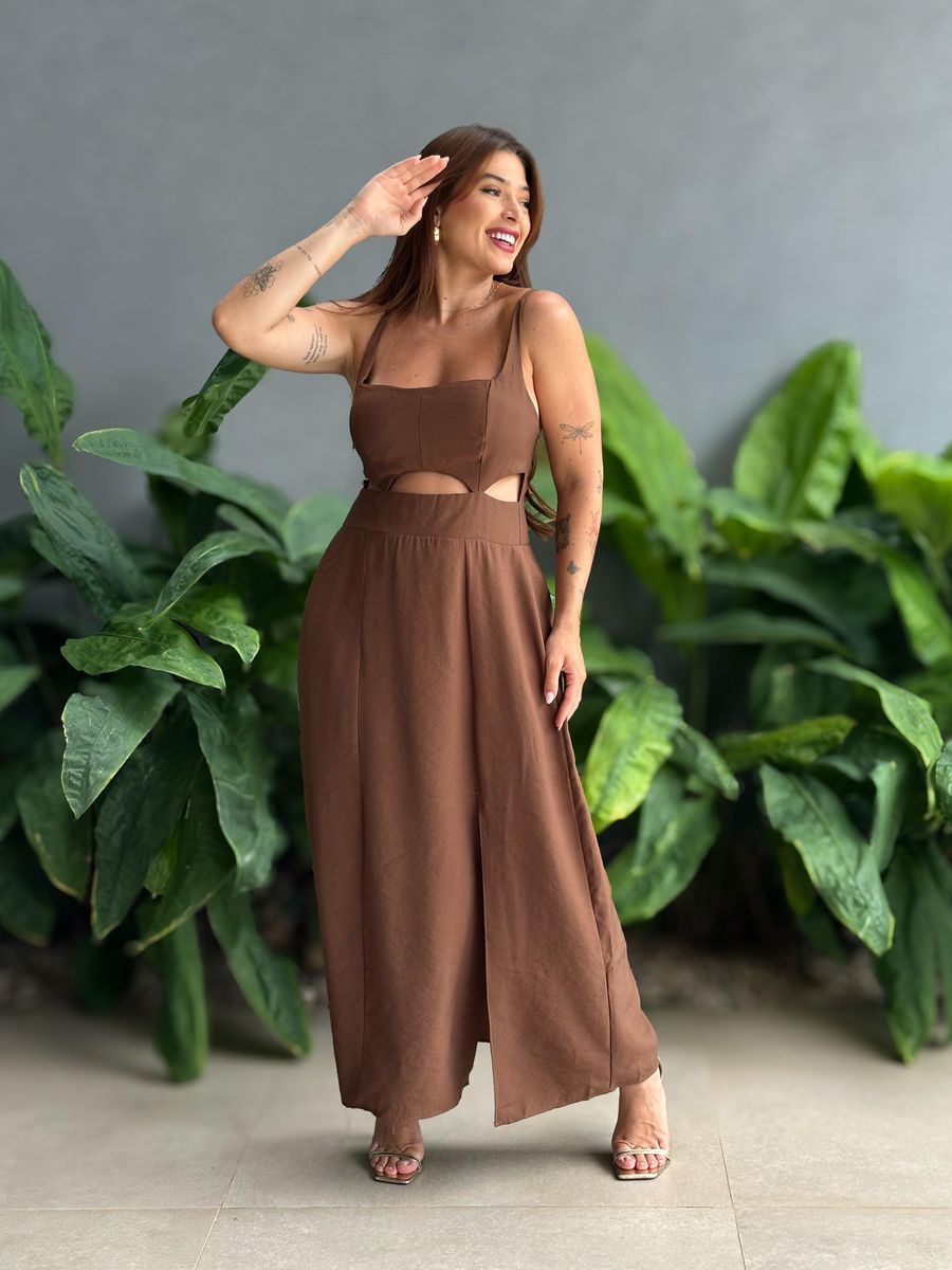 Vestido Midi Jhenifer MARROM CLARO