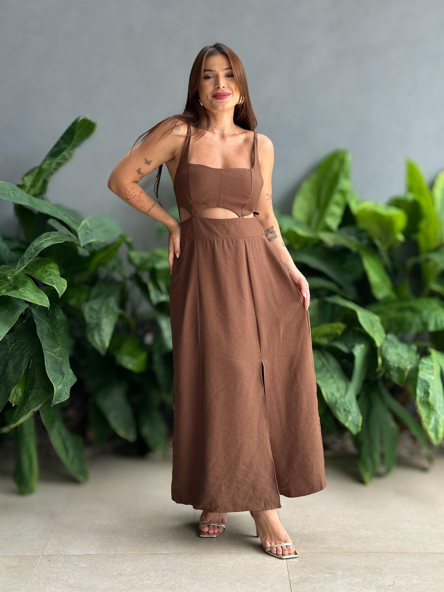 Vestido Midi Jhenifer MARROM CLARO
