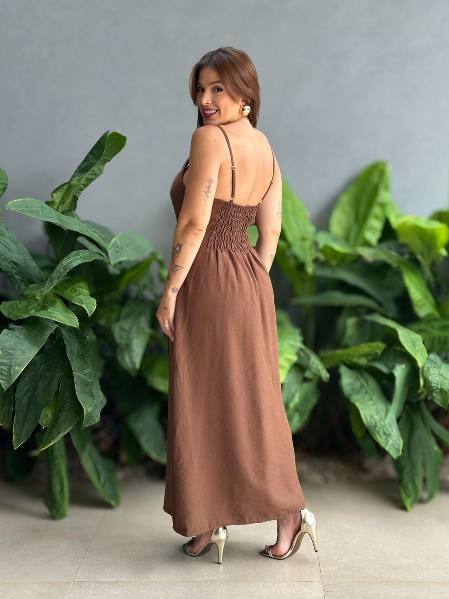 Vestido Midi Jhenifer MARROM CLARO