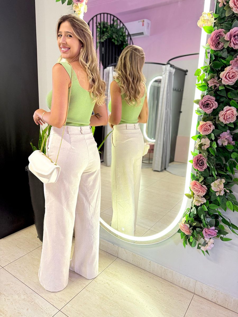 CALÇA PANTALONA LINHO BÁSICA CRU