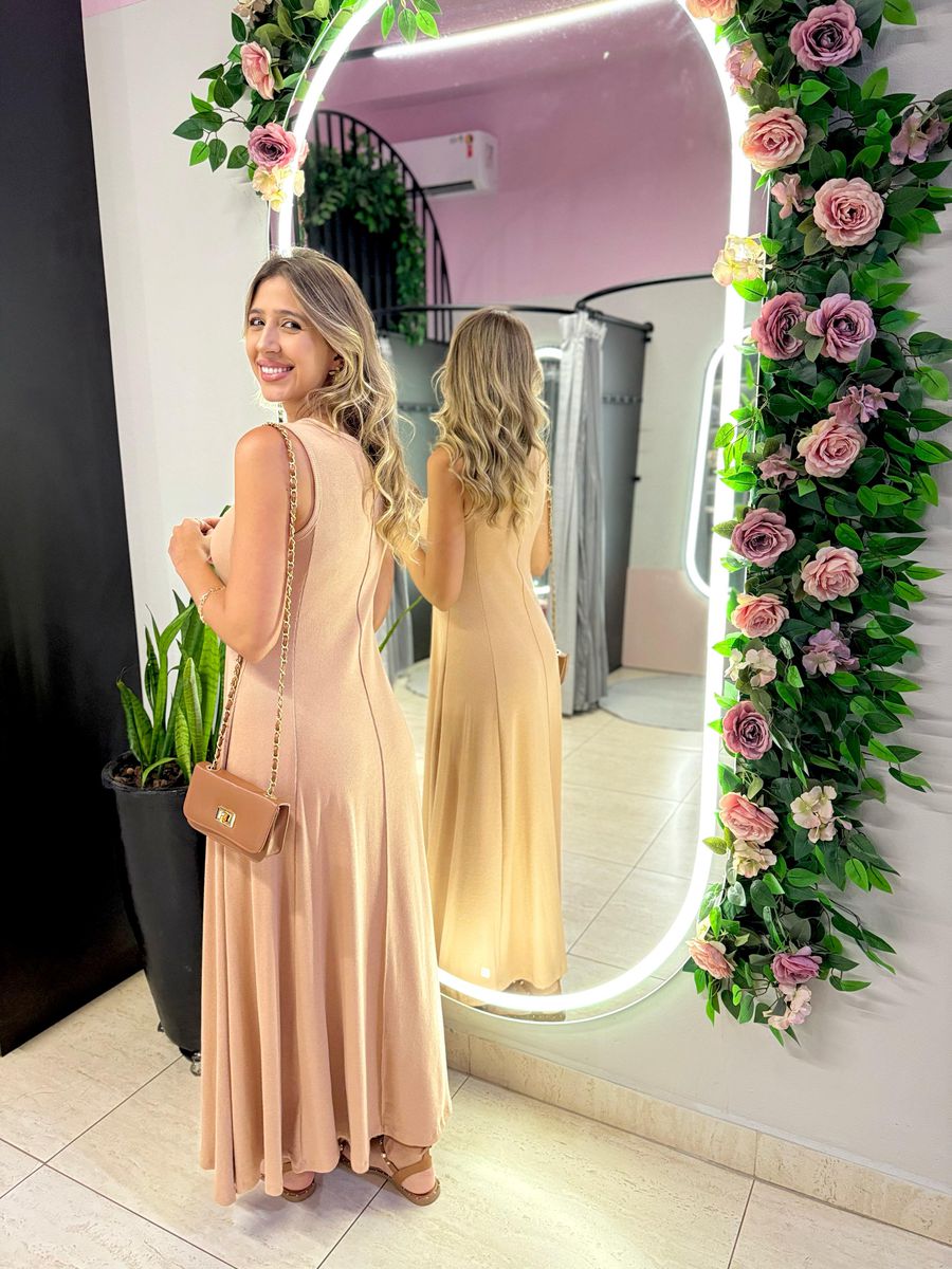 VESTIDO YASMIN CANELADO NUDE