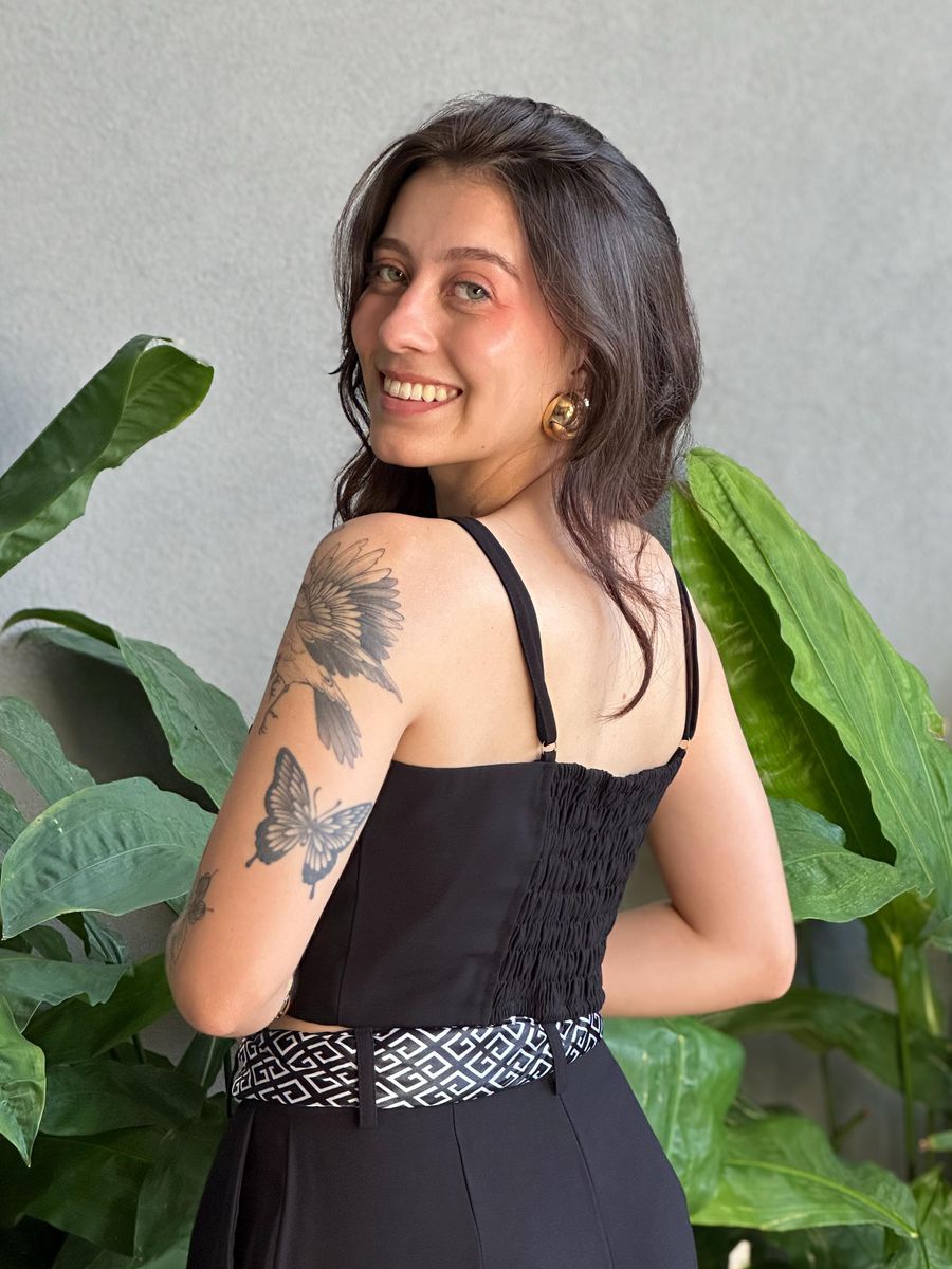 Cropped Liocel Lira Alças Finas PRETO