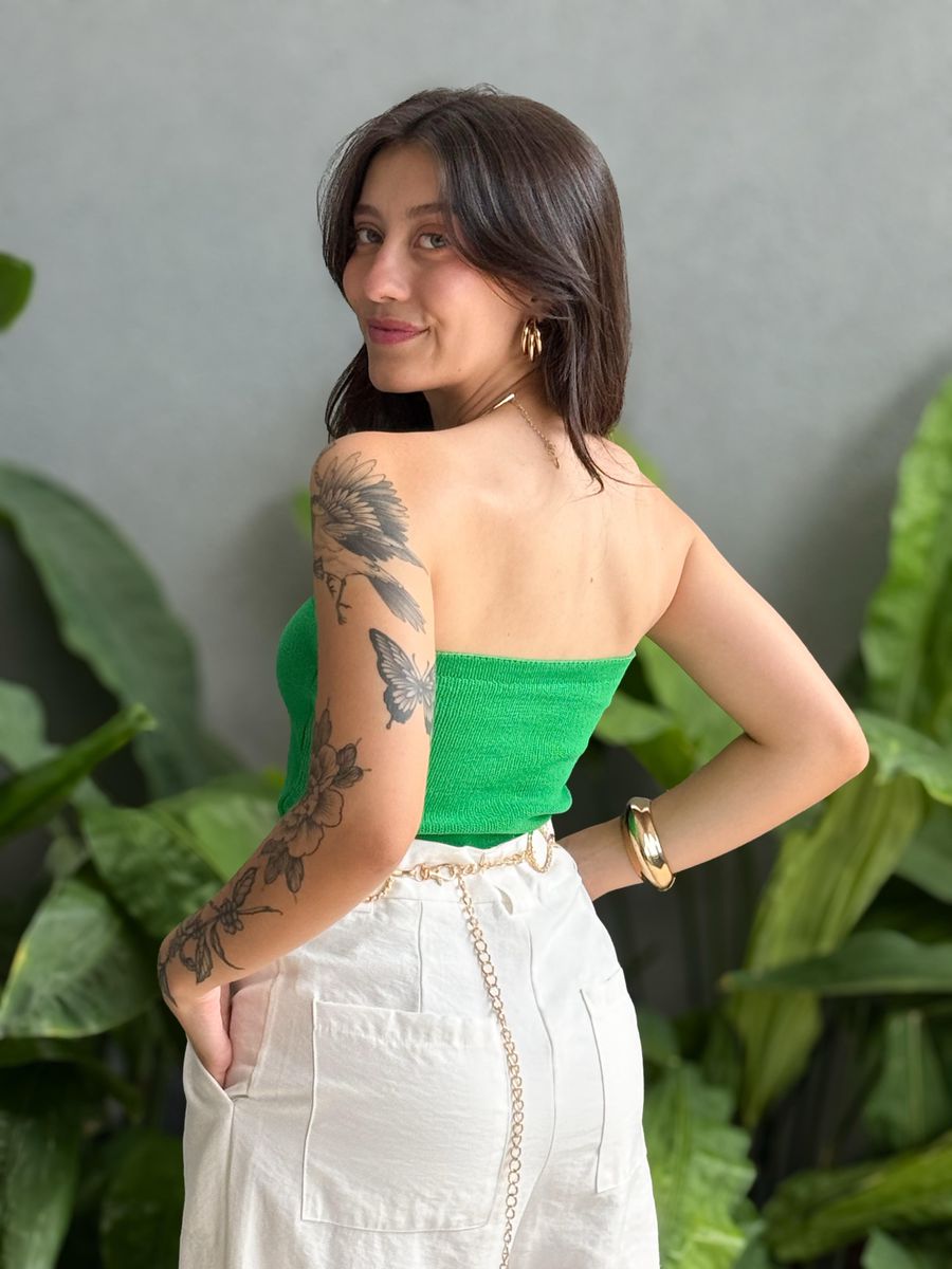 Top faixa em Tricot Modal VERDE BANDEIRA