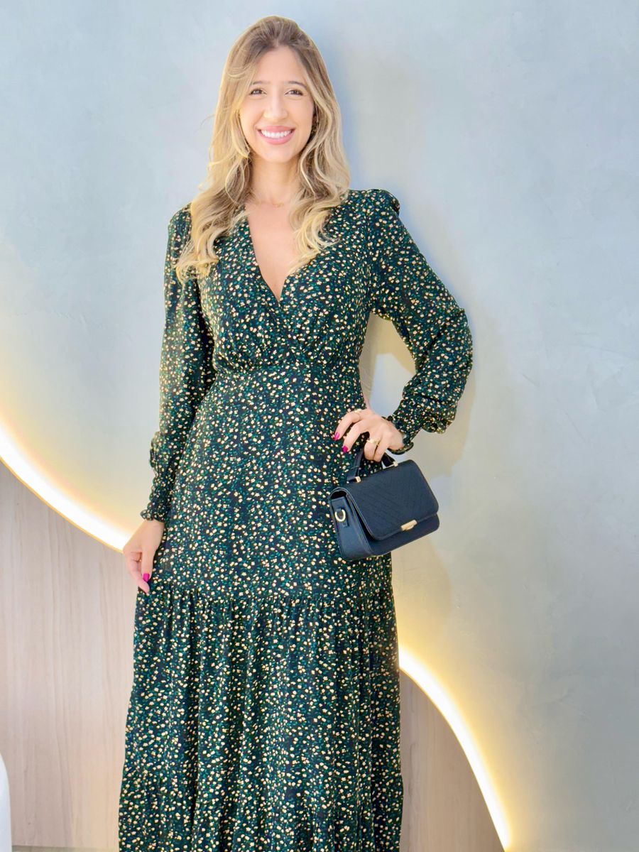 VESTIDO MANGA LONGA VALENTINA PRETO/NUDE