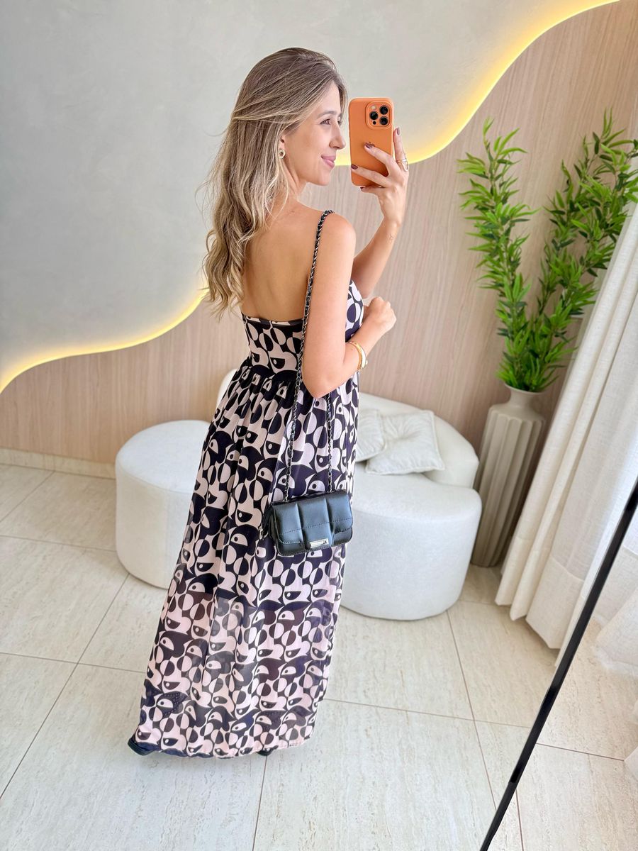 VESTIDO LONGO BRUNA OFF/PRETO