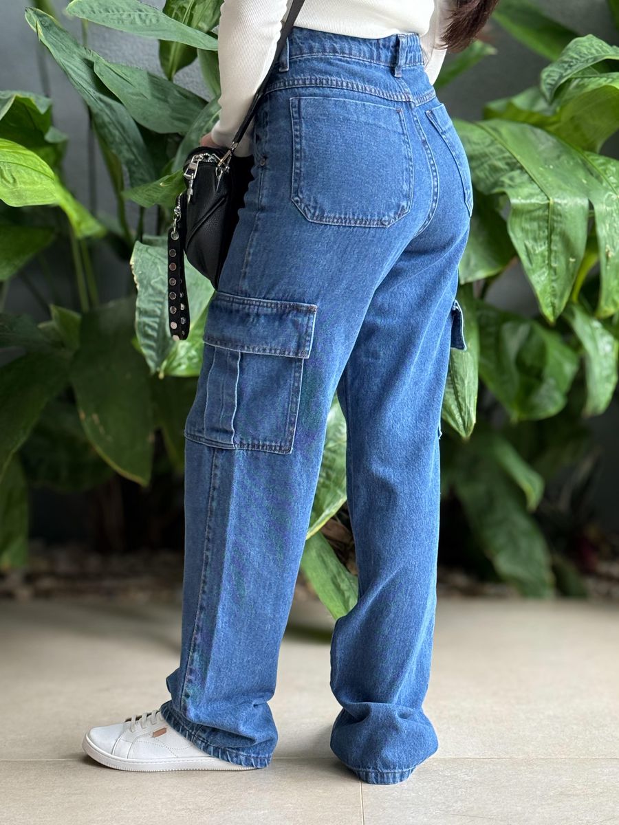 Calça Wide Legg Cargo Cherry LAVAGEM MEDIA 
