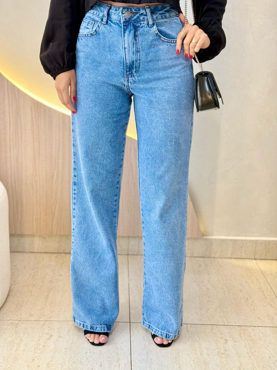 CALÇA JEANS WIDE LEG BÁSICA JEANS