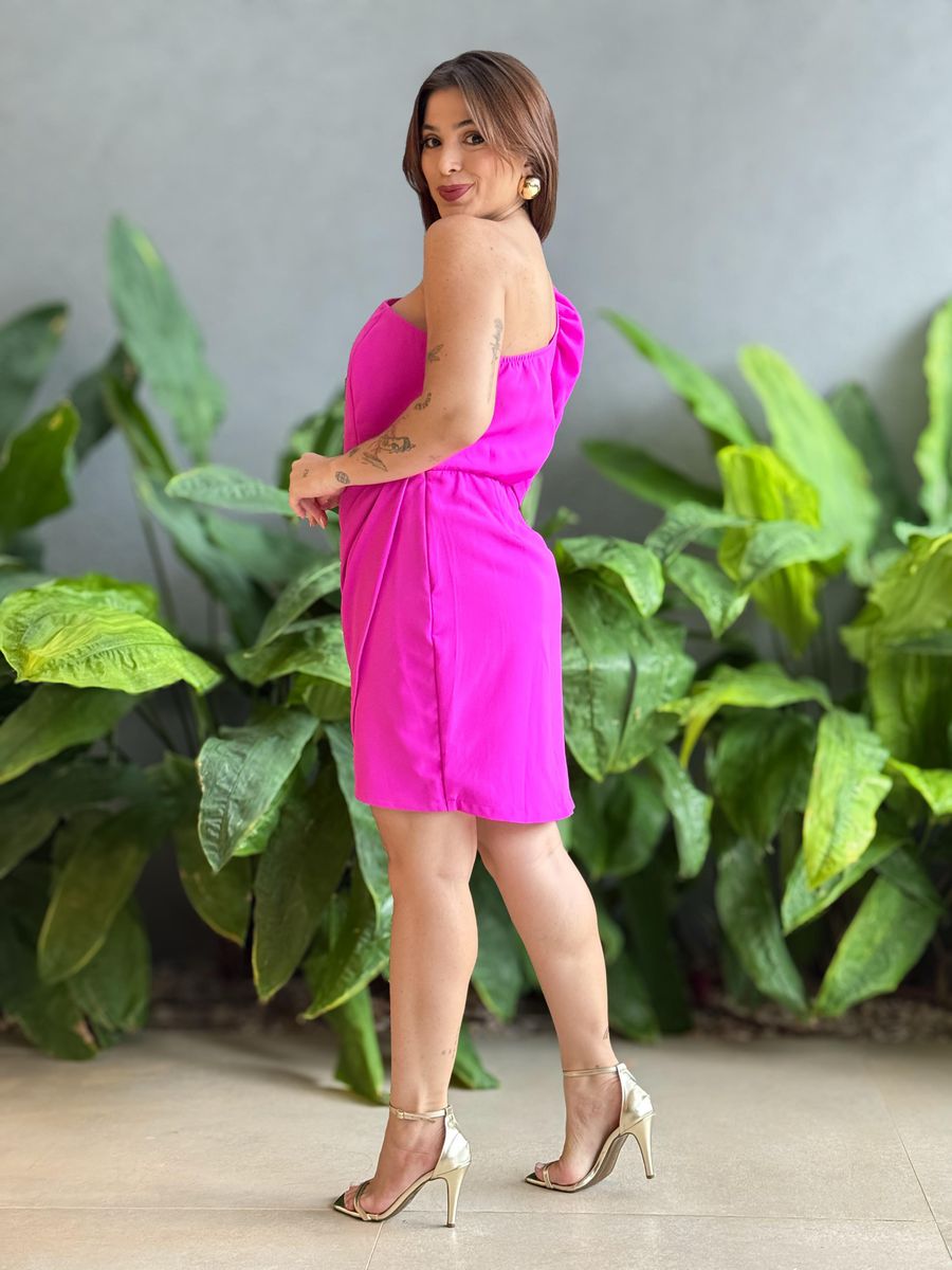 Vestido Alfaiataria Madeline Nula Manga FÚCSIA