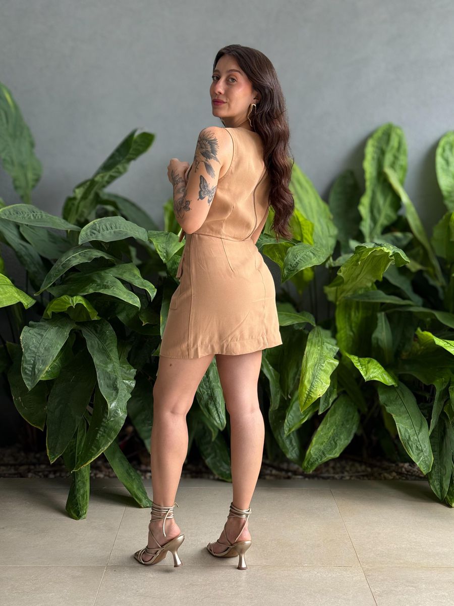 Conjunto Saia e Cropped Angela BEGE