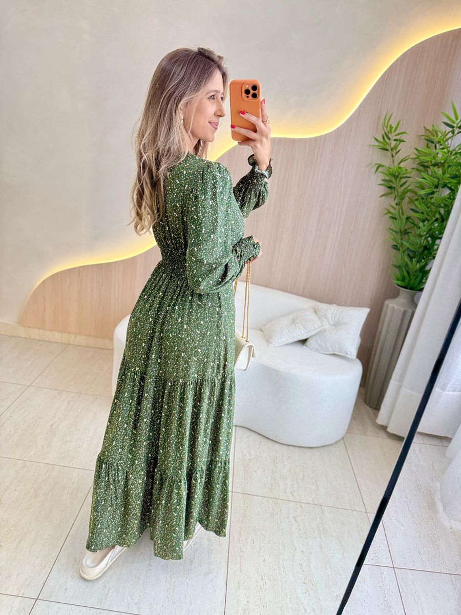 VESTIDO MANGA LONGA VALENTINA VERDE MILITAR