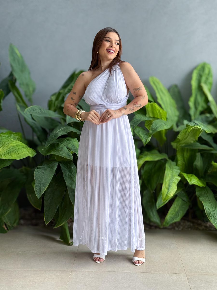 Vestido Longo em Lurex BRANCO
