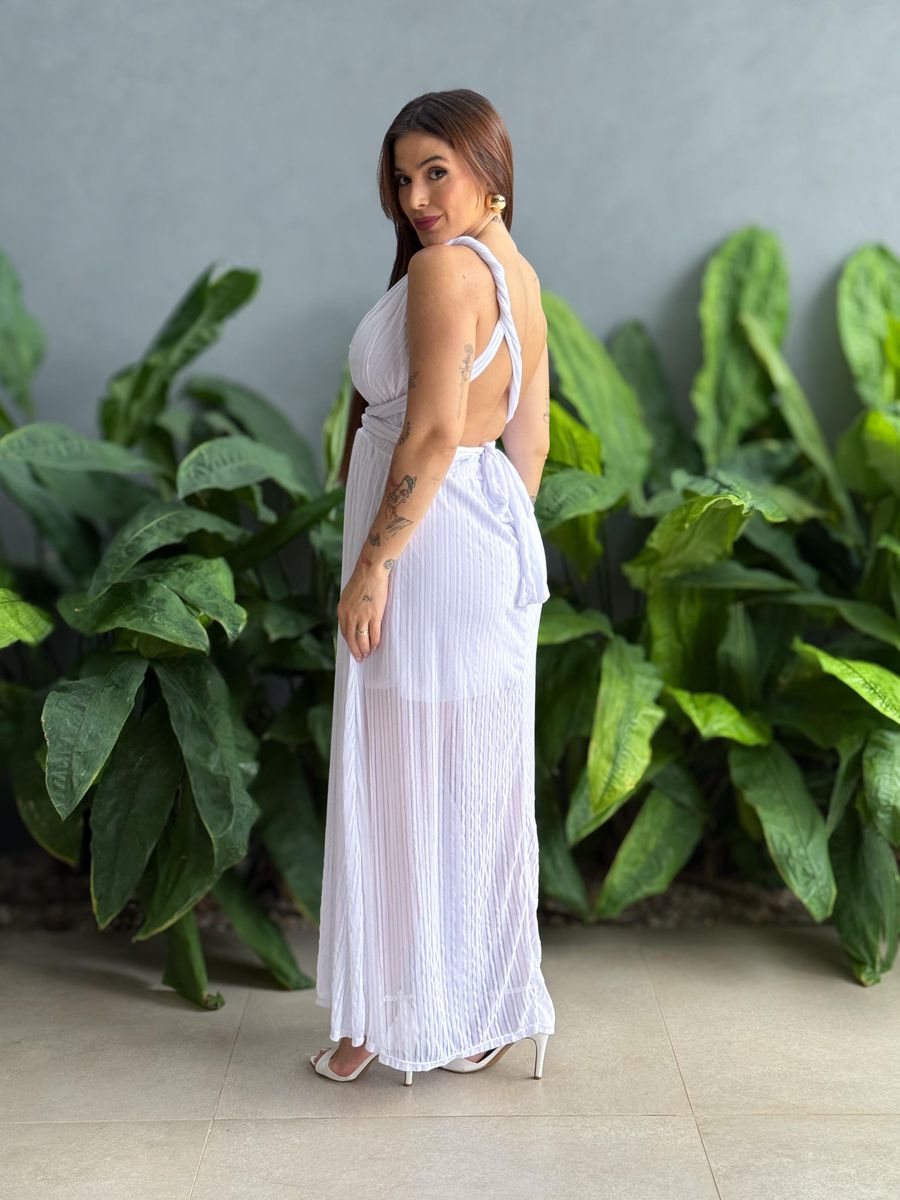 Vestido Longo em Lurex BRANCO