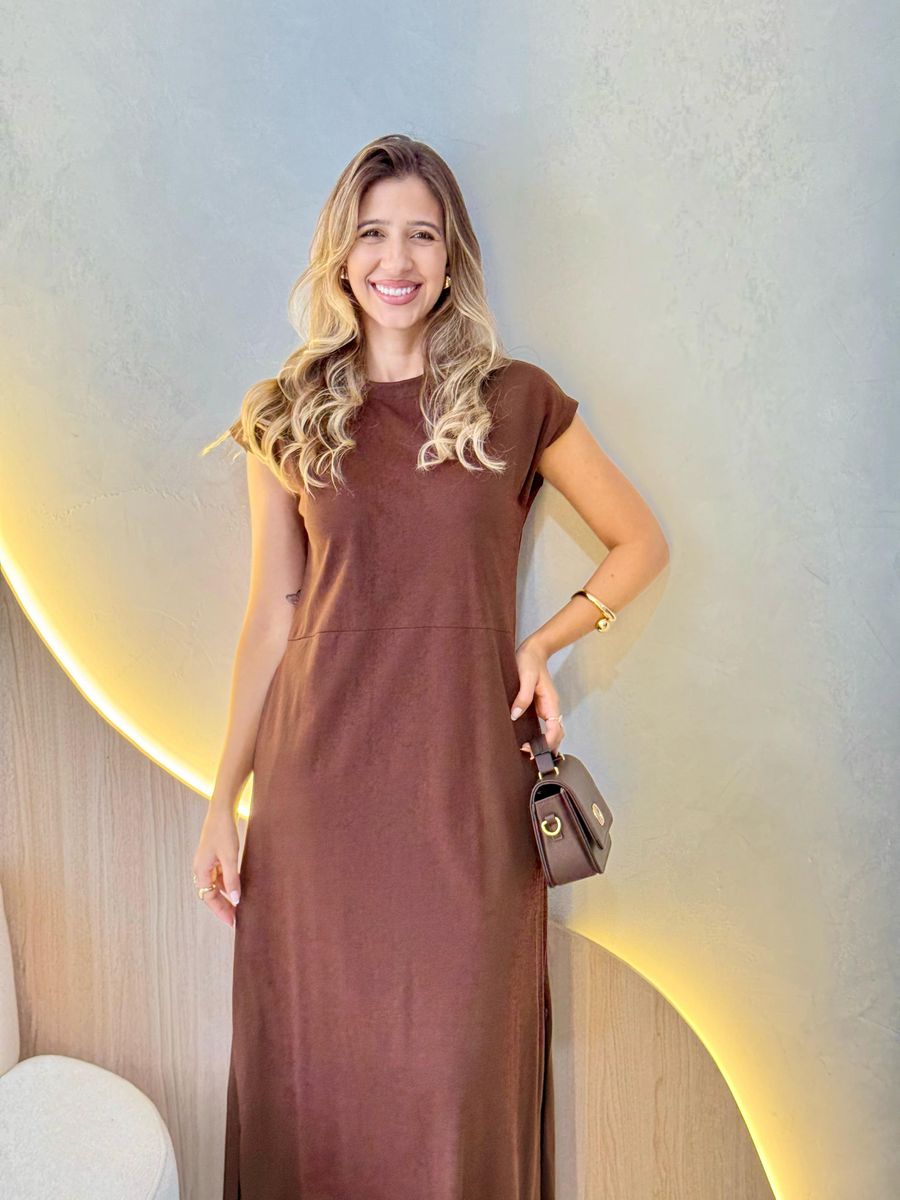 VESTIDO MIDI MAFER MARROM