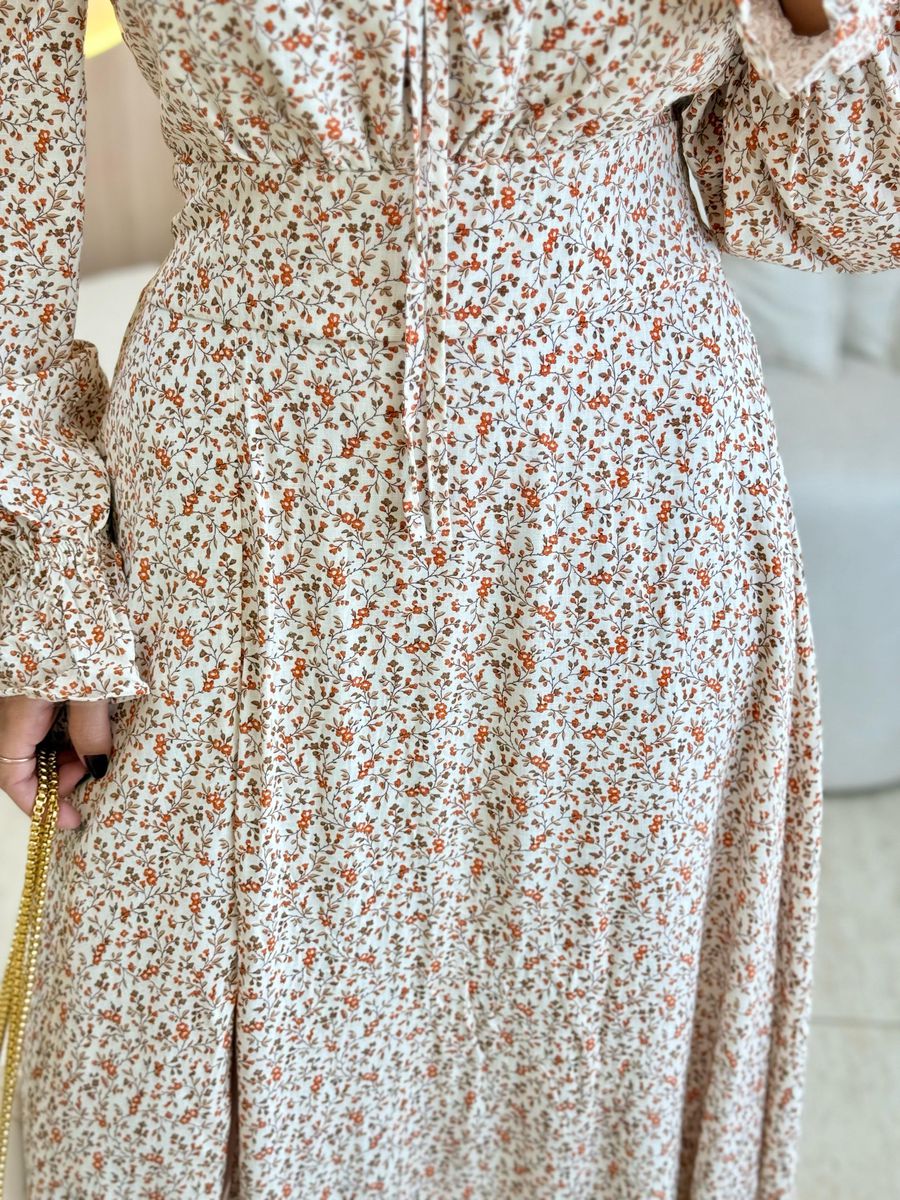 VESTIDO VIOLETA MANGA LONGA OFF/LARANJA