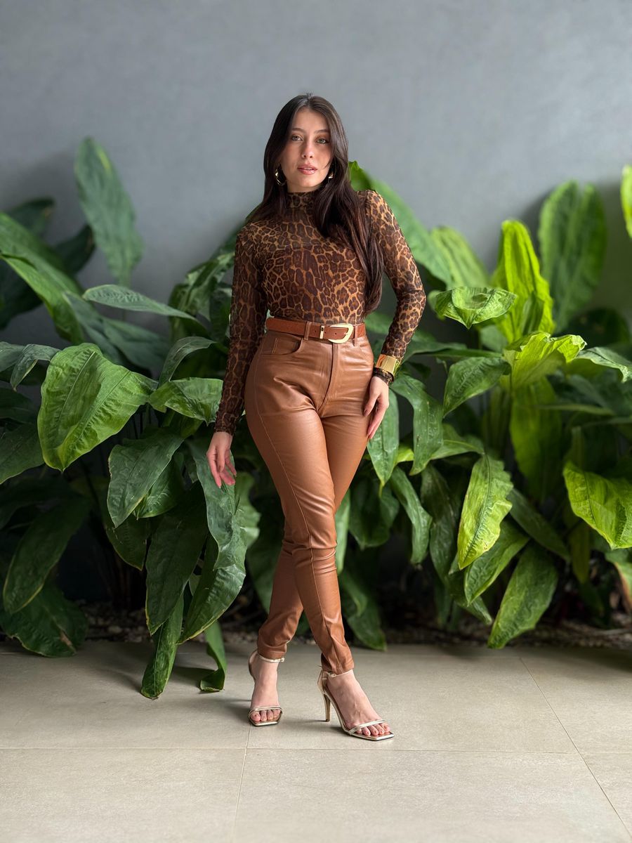 Calça Skinny Resinada CARAMELO