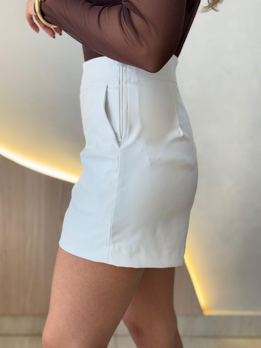 SHORT COURINO ZÍPER LATERAL BRANCO