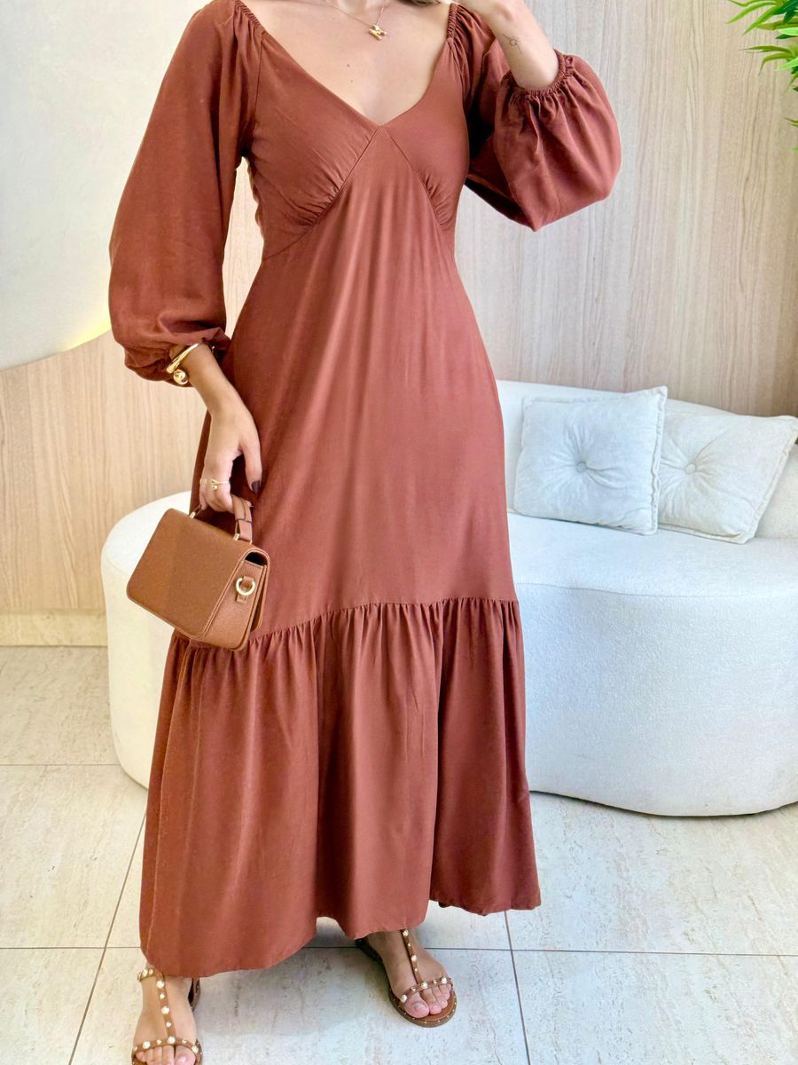 VESTIDO ALICIA MANGA LONGA CARAMELO