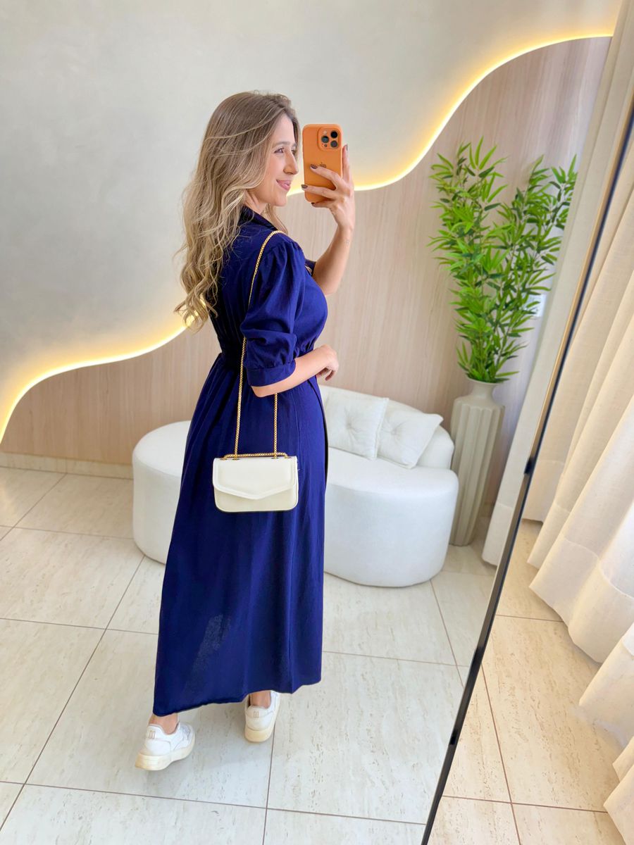 VESTIDO LINHO SHEILA AZUL MARINHO