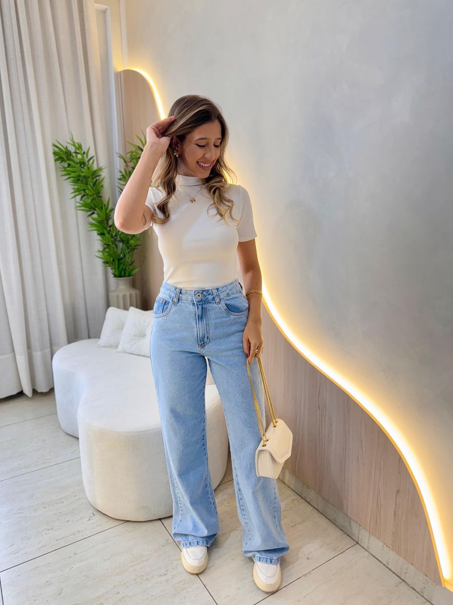 CALÇA JEANS HELENA WIDE LEG JEANS CLARO