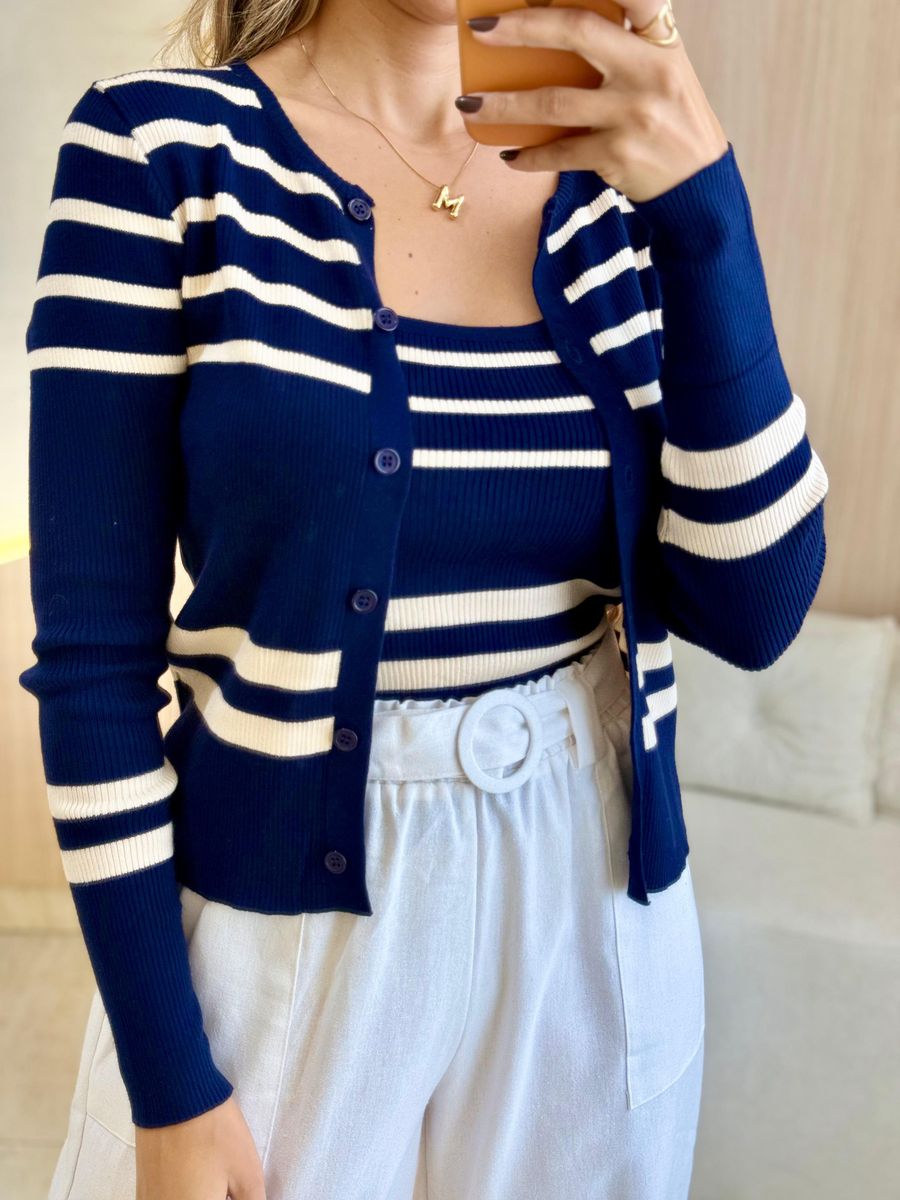 CONJUNTO TRICOT DANUBIA AZUL MARINHO