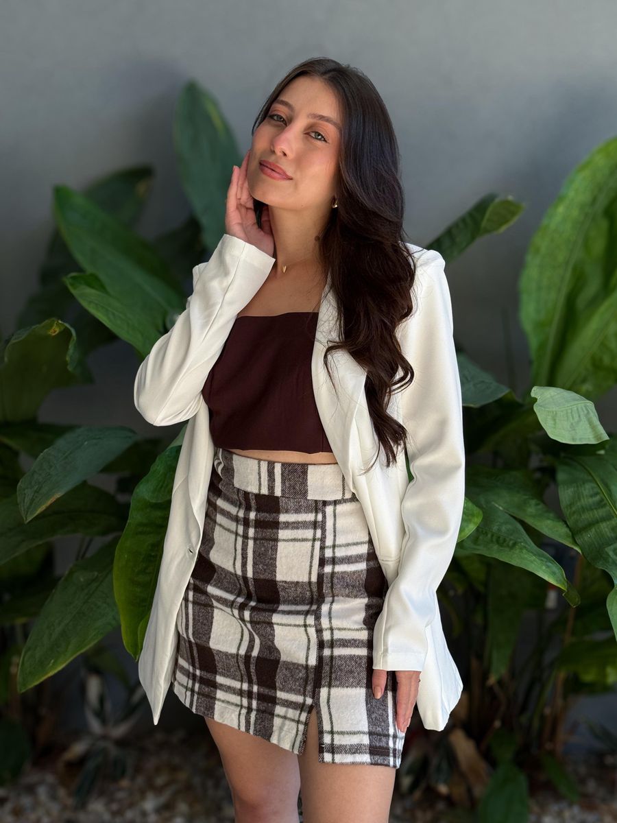 Shorts Saia Xadrez BRANCO COM PRETO