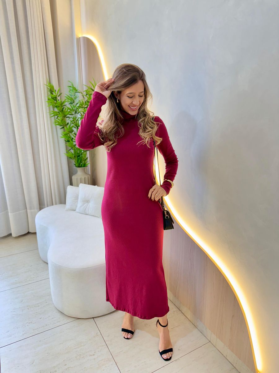 VESTIDO MANGA LONGA OHANA MARSALA