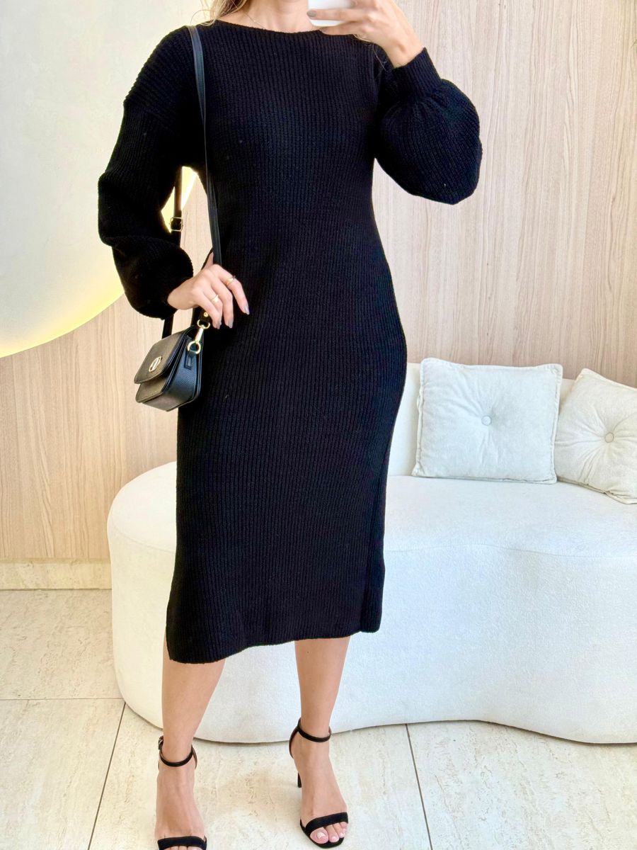 VESTIDO TRICOT MOUSSE LIVIA PRETO