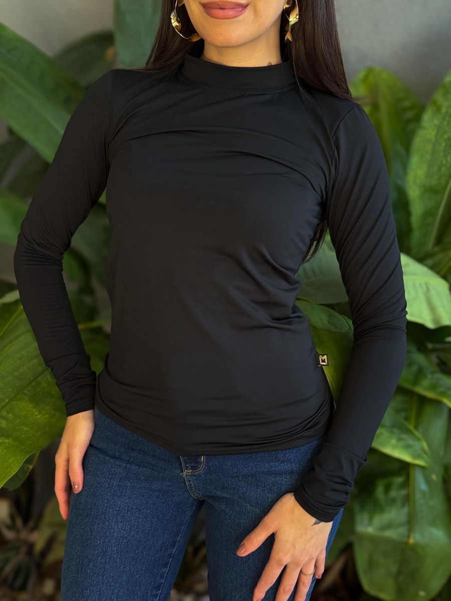 Blusa Térmica Manga Longa Gola Redonda PRETO
