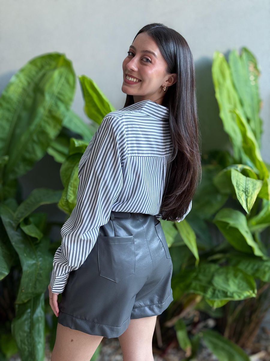 Camisa Listrada BRANCO COM CINZA