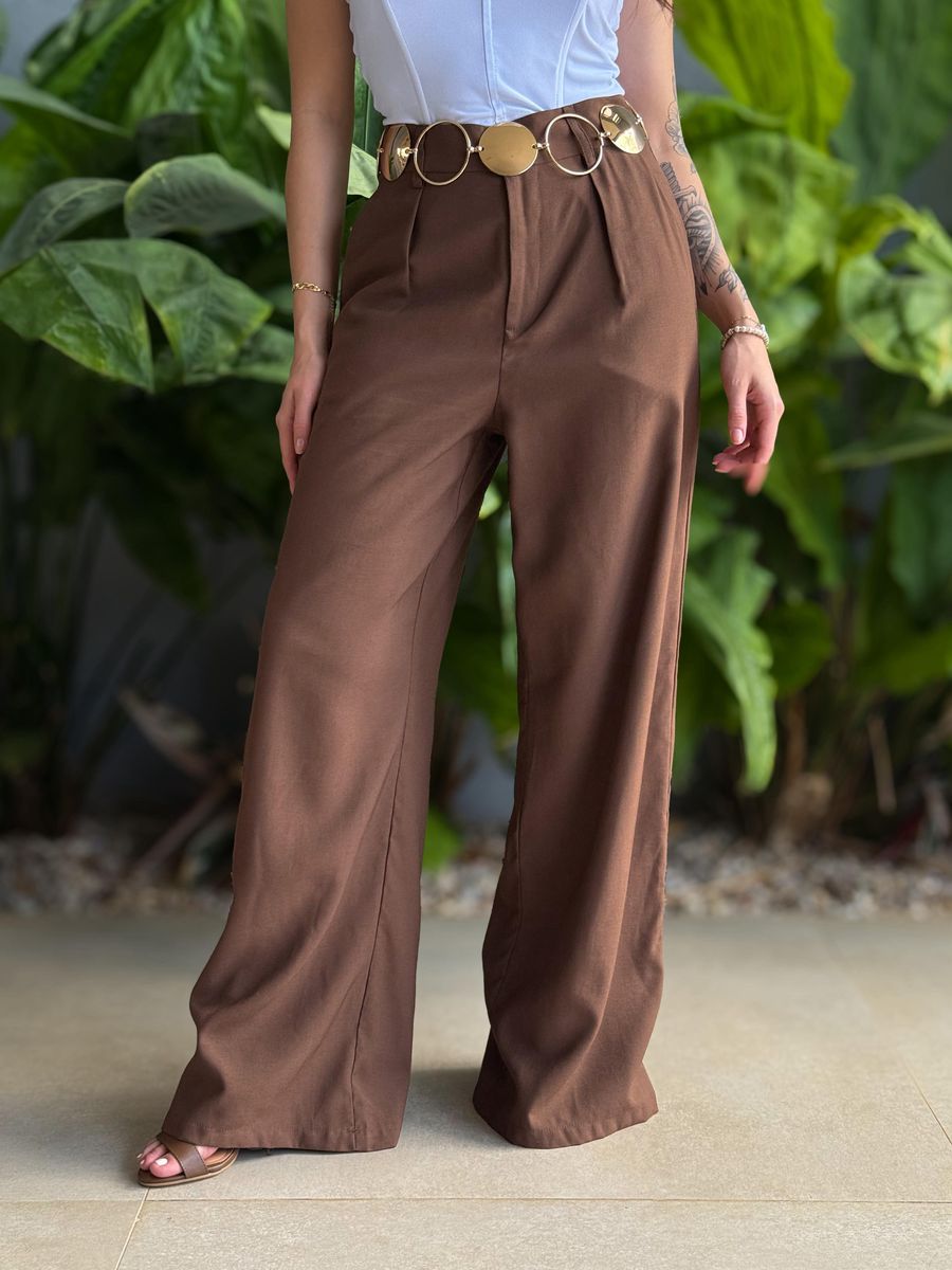 Calça Pantalona Franciele MARROM CHOCOLATE
