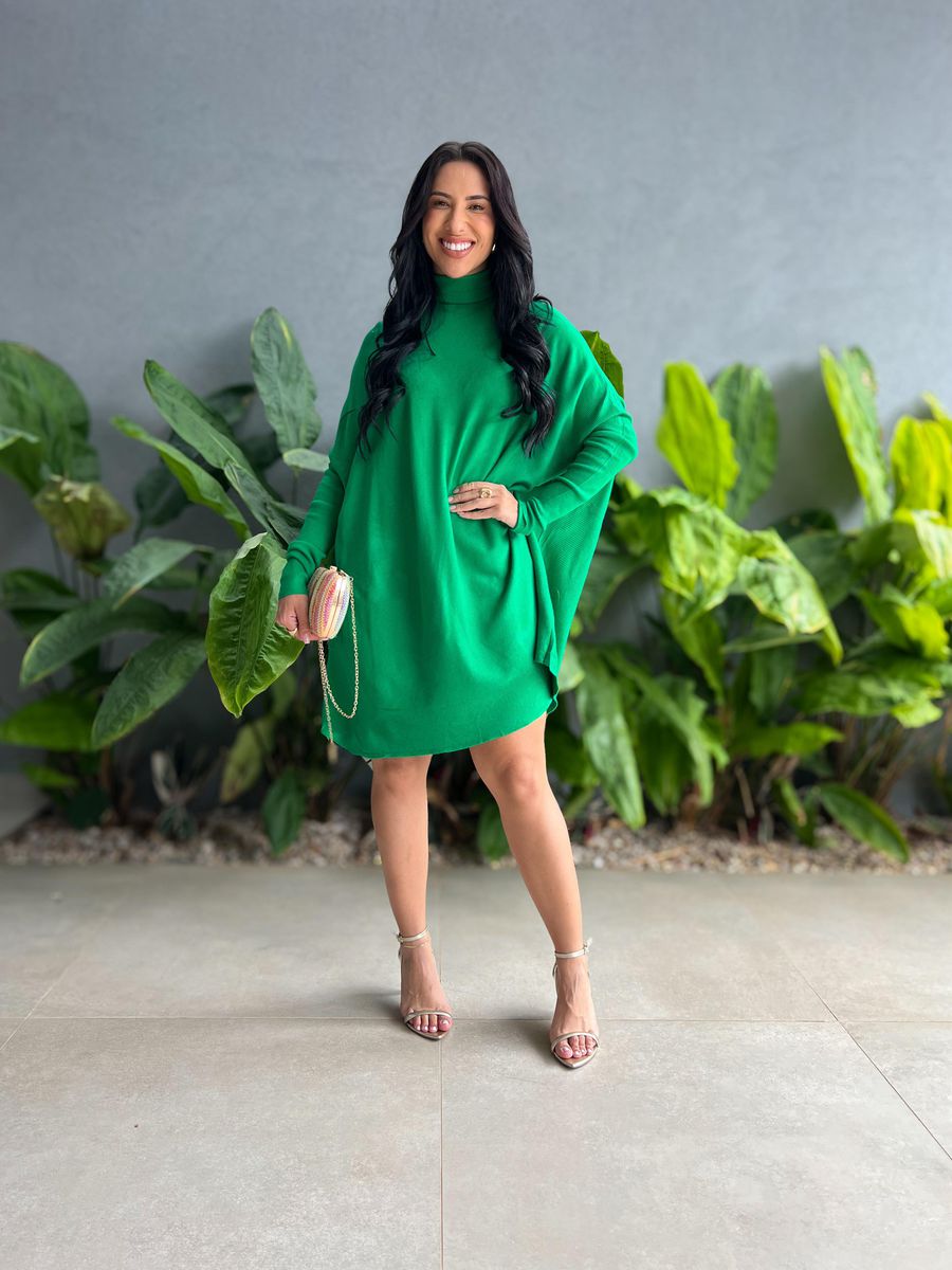Poncho em Tricot VERDE BANDEIRA