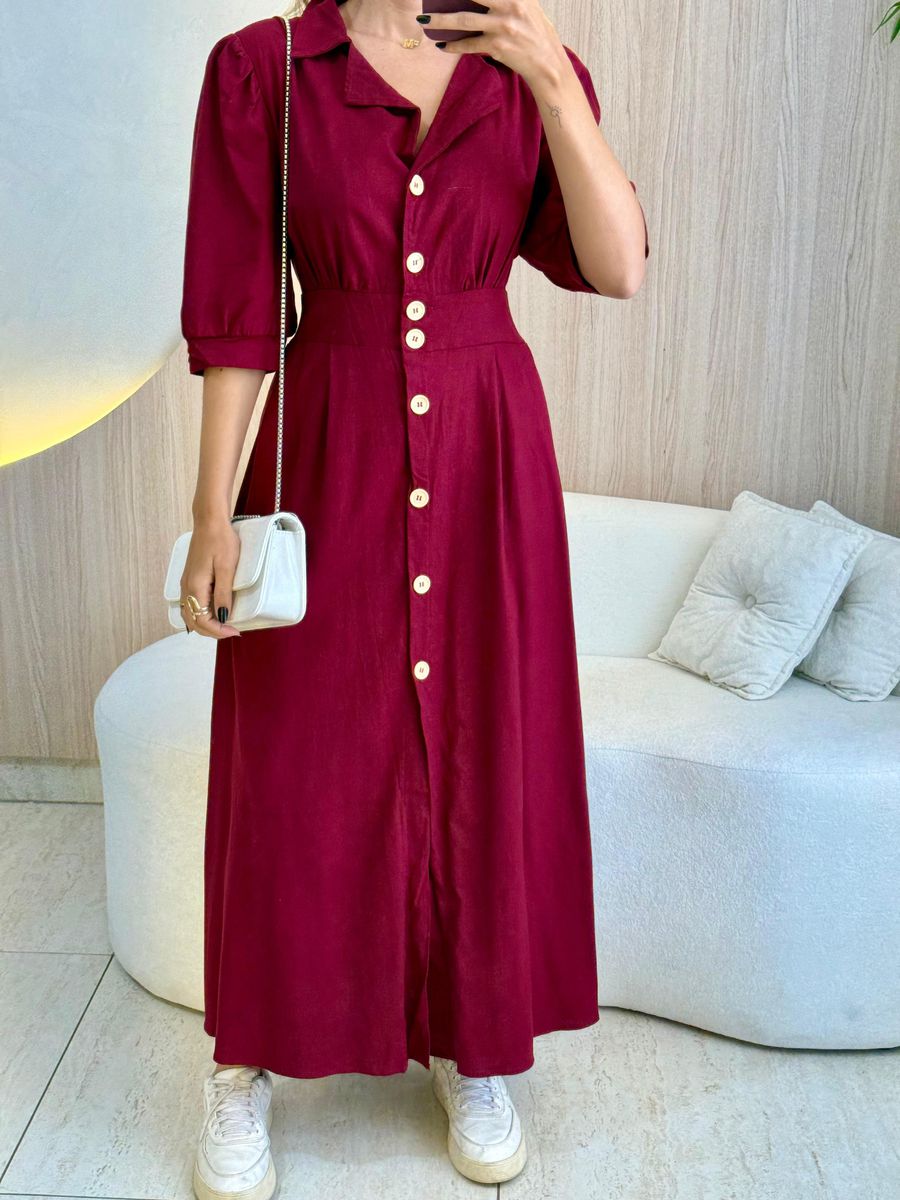 VESTIDO LINHO SHEILA MARSALA